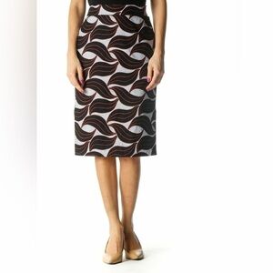 Ann Taylor Straight Skirt Womens Size 6 Black Paisley Brunch Stretch Side Slit